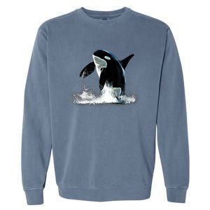 Orca Motif Whale Predator Animals Design Garment-Dyed Sweatshirt