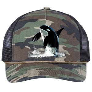 Orca Motif Whale Predator Animals Design Retro Rope Trucker Hat Cap