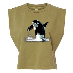 Orca Motif Whale Predator Animals Design Garment-Dyed Women's Muscle Tee