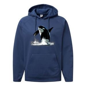 Orca Motif Whale Predator Animals Design Performance Fleece Hoodie