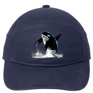 Orca Motif Whale Predator Animals Design 7-Panel Snapback Hat