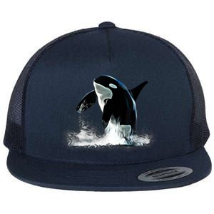 Orca Motif Whale Predator Animals Design Flat Bill Trucker Hat