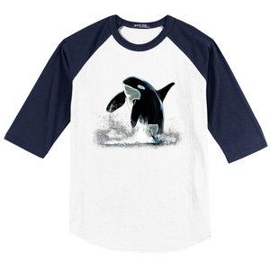 Orca Motif Whale Predator Animals Design Baseball Sleeve Shirt