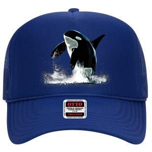 Orca Motif Whale Predator Animals Design High Crown Mesh Back Trucker Hat