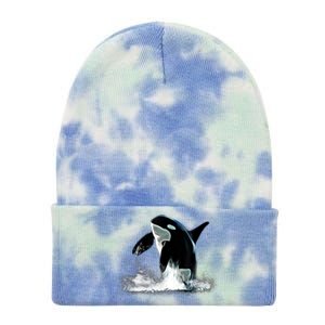 Orca Motif Whale Predator Animals Design Tie Dye 12in Knit Beanie