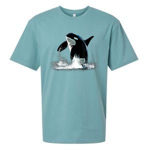 Orca Motif Whale Predator Animals Design Sueded Cloud Jersey T-Shirt