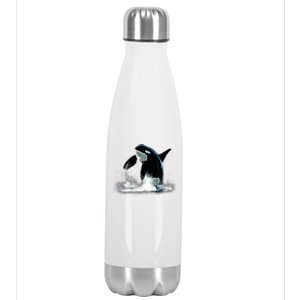 Orca Motif Whale Predator Animals Design Stainless Steel Insulated Water Bottle