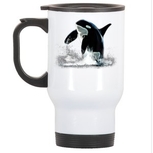 Orca Motif Whale Predator Animals Design Stainless Steel Travel Mug