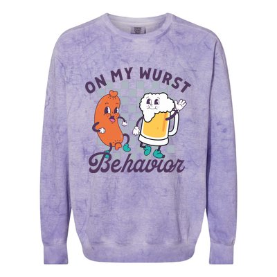 On My Wurst Behavior Funny Oktoberfest Colorblast Crewneck Sweatshirt