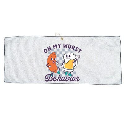 On My Wurst Behavior Funny Oktoberfest Large Microfiber Waffle Golf Towel