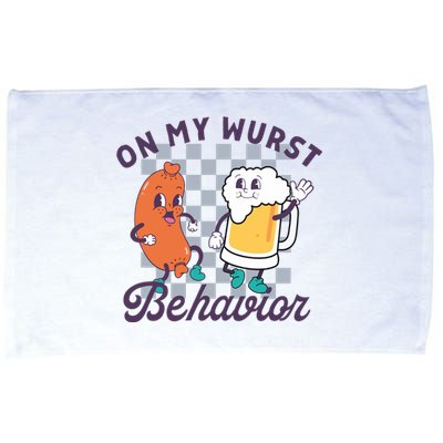 On My Wurst Behavior Funny Oktoberfest Microfiber Hand Towel