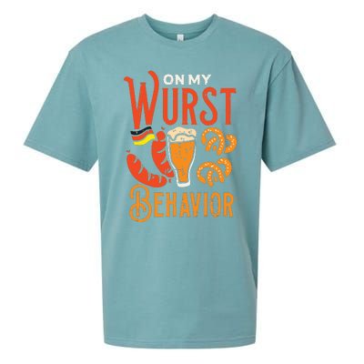 On My Wurst Behavior Funny Bavarian Oktoberfest Sueded Cloud Jersey T-Shirt