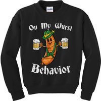 On My Wurst Behavior Funny Bratwurst German Oktoberfest Kids Sweatshirt