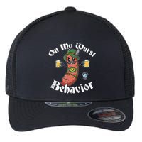 On My Wurst Behavior Funny Bratwurst Oktoberfest Flexfit Unipanel Trucker Cap