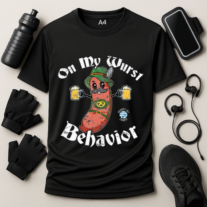 On My Wurst Behavior Funny Bratwurst Oktoberfest Performance Shirt