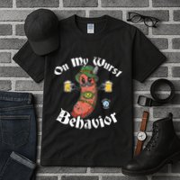 On My Wurst Behavior Funny Bratwurst Oktoberfest Tall T-Shirt