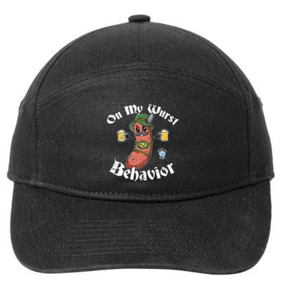 On My Wurst Behavior Funny Bratwurst Oktoberfest 7-Panel Snapback Hat