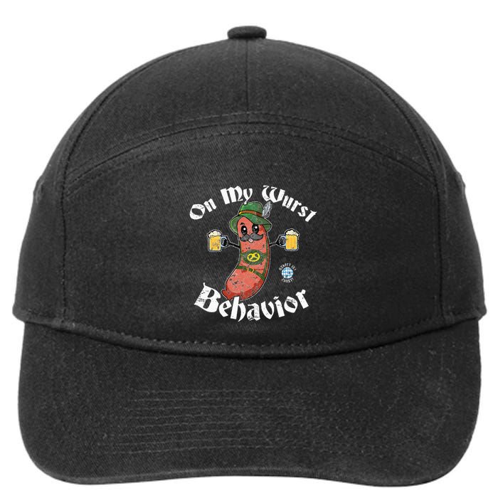 On My Wurst Behavior Funny Bratwurst Oktoberfest 7-Panel Snapback Hat