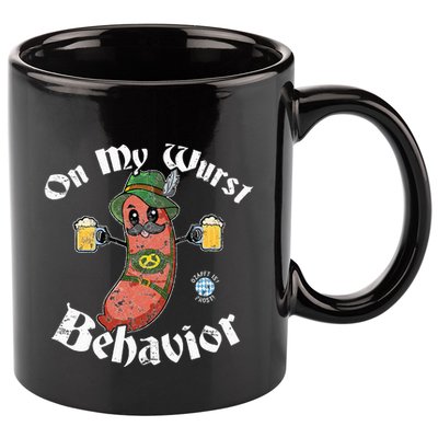 On My Wurst Behavior Funny Bratwurst Oktoberfest 11oz C Handle Ceramic Mug