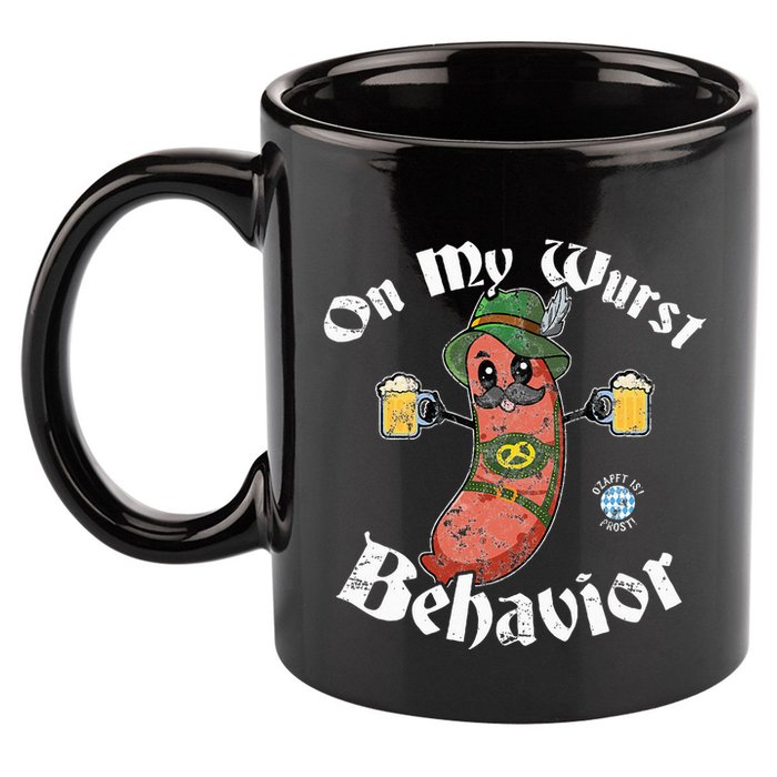 On My Wurst Behavior Funny Bratwurst Oktoberfest 11oz C Handle Ceramic Mug