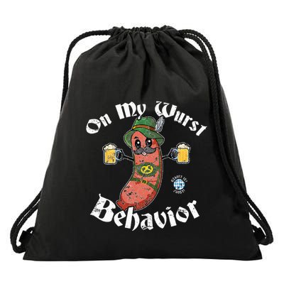 On My Wurst Behavior Funny Bratwurst Oktoberfest Drawstring Bag