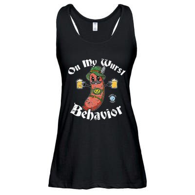 On My Wurst Behavior Funny Bratwurst Oktoberfest Ladies Essential Flowy Tank