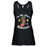 On My Wurst Behavior Funny Bratwurst Oktoberfest Ladies Essential Flowy Tank