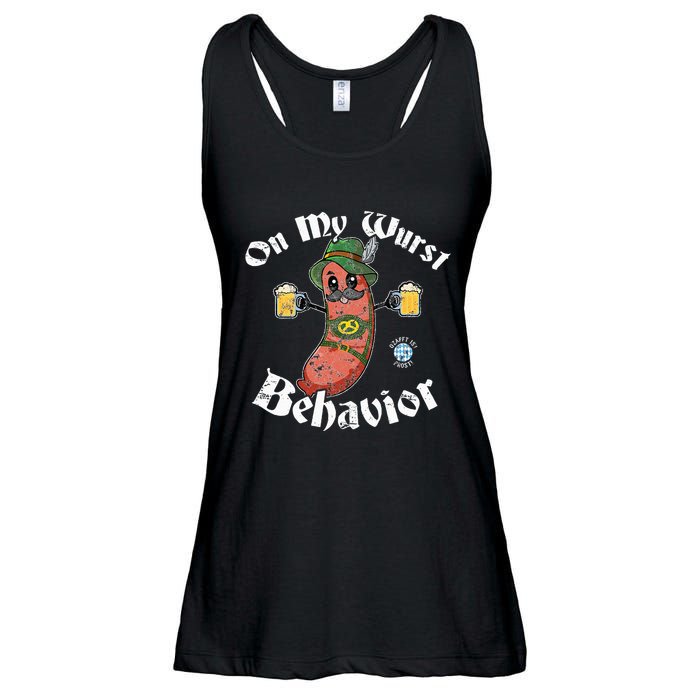 On My Wurst Behavior Funny Bratwurst Oktoberfest Ladies Essential Flowy Tank