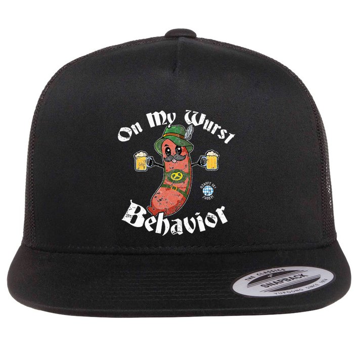 On My Wurst Behavior Funny Bratwurst Oktoberfest Flatbill Hat
