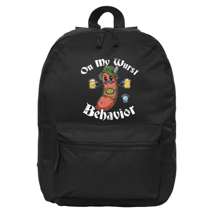 On My Wurst Behavior Funny Bratwurst Oktoberfest 16 in Basic Backpack