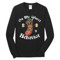 On My Wurst Behavior Funny Bratwurst Oktoberfest Tall Long Sleeve T-Shirt