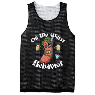 On My Wurst Behavior Funny Bratwurst Oktoberfest Mesh Reversible Basketball Jersey Tank