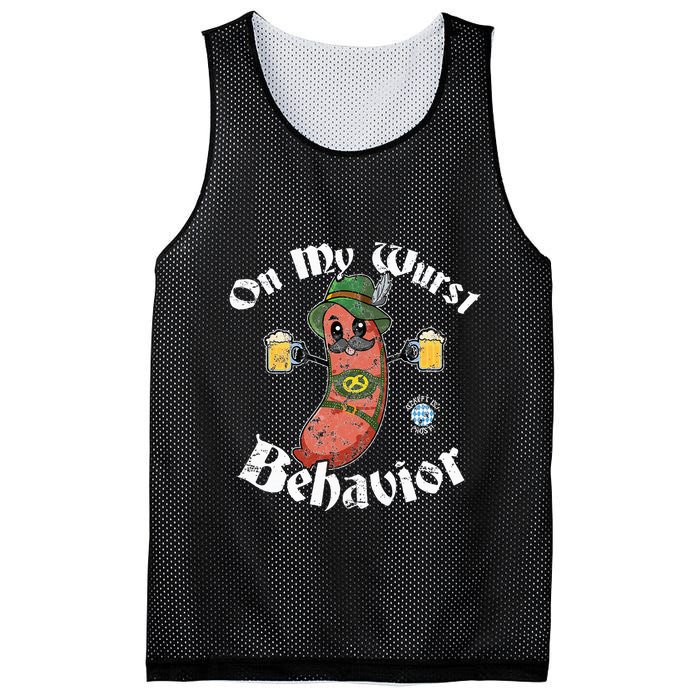 On My Wurst Behavior Funny Bratwurst Oktoberfest Mesh Reversible Basketball Jersey Tank