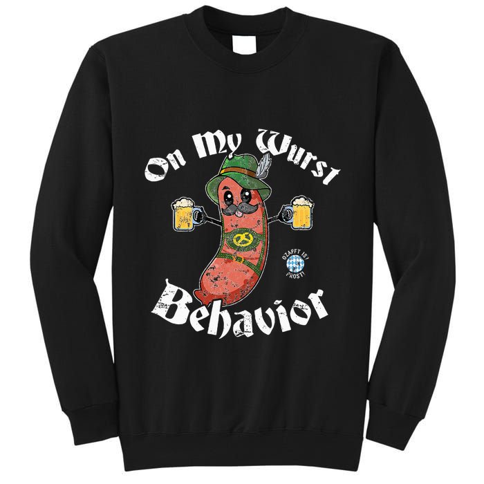 On My Wurst Behavior Funny Bratwurst Oktoberfest Tall Sweatshirt