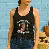On My Wurst Behavior Funny Bratwurst Oktoberfest Womens Tank Top