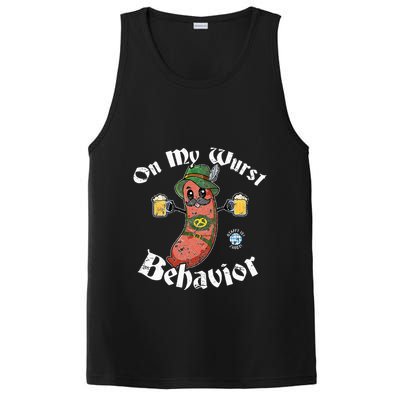 On My Wurst Behavior Funny Bratwurst Oktoberfest PosiCharge Competitor Tank