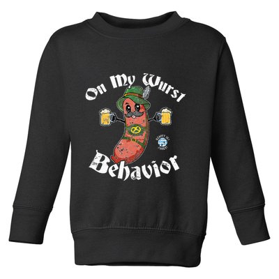 On My Wurst Behavior Funny Bratwurst Oktoberfest Toddler Sweatshirt
