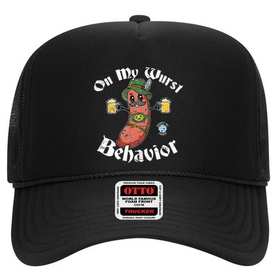 On My Wurst Behavior Funny Bratwurst Oktoberfest Trucker Hat