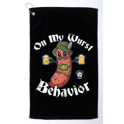 On My Wurst Behavior Funny Bratwurst Oktoberfest Golf Towel