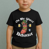 On My Wurst Behavior Funny Bratwurst Oktoberfest Toddler T-Shirt