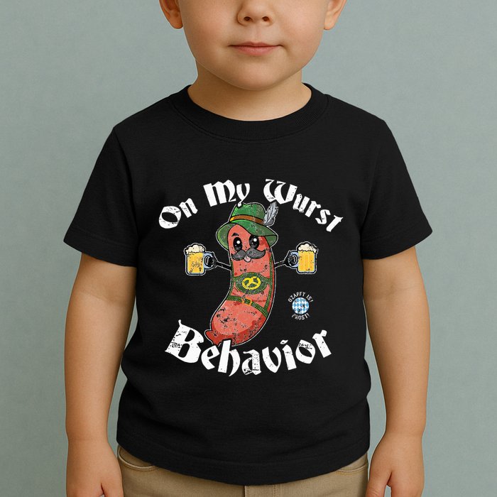 On My Wurst Behavior Funny Bratwurst Oktoberfest Toddler T-Shirt