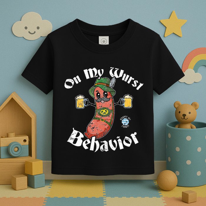 On My Wurst Behavior Funny Bratwurst Oktoberfest Toddler T-Shirt