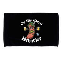 On My Wurst Behavior Funny Bratwurst Oktoberfest Microfiber Hand Towel