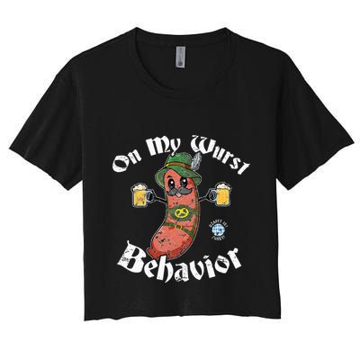 On My Wurst Behavior Funny Bratwurst Oktoberfest Crop Top