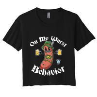 On My Wurst Behavior Funny Bratwurst Oktoberfest Crop Top