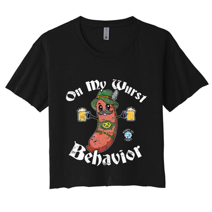 On My Wurst Behavior Funny Bratwurst Oktoberfest Crop Top