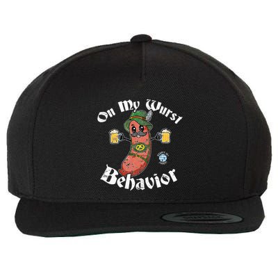 On My Wurst Behavior Funny Bratwurst Oktoberfest Wool Snapback Cap