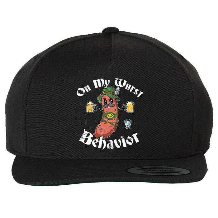 On My Wurst Behavior Funny Bratwurst Oktoberfest Wool Snapback Cap