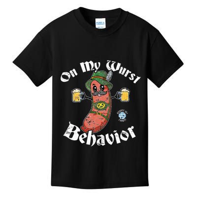 On My Wurst Behavior Funny Bratwurst Oktoberfest Kids T-Shirt