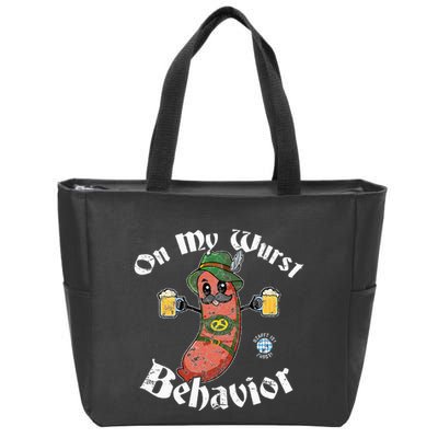 On My Wurst Behavior Funny Bratwurst Oktoberfest Zip Tote Bag